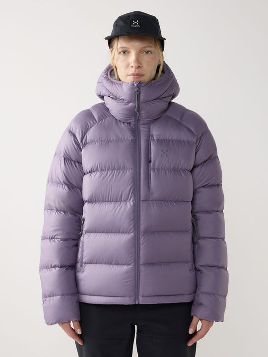 Kurtka puchowa z kapturem damska HAGLÖFS Rosson Down Hood Purple Fog

