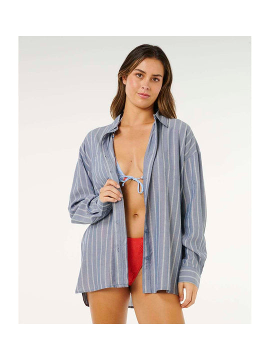Koszula damska RIP CURL Beach Days Pinstripe Shirt niebieska
