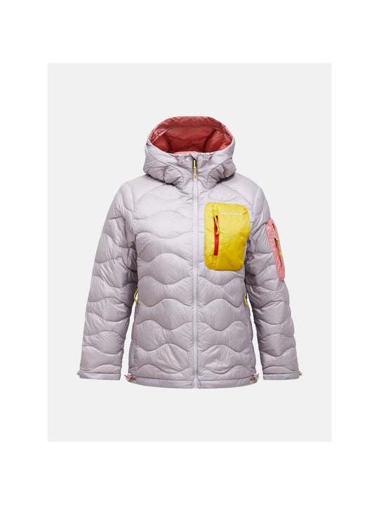 Kurtka damska puchowa PEAK PERFORMANCE W Helium Utility Down Hood Jacket kolor szary
