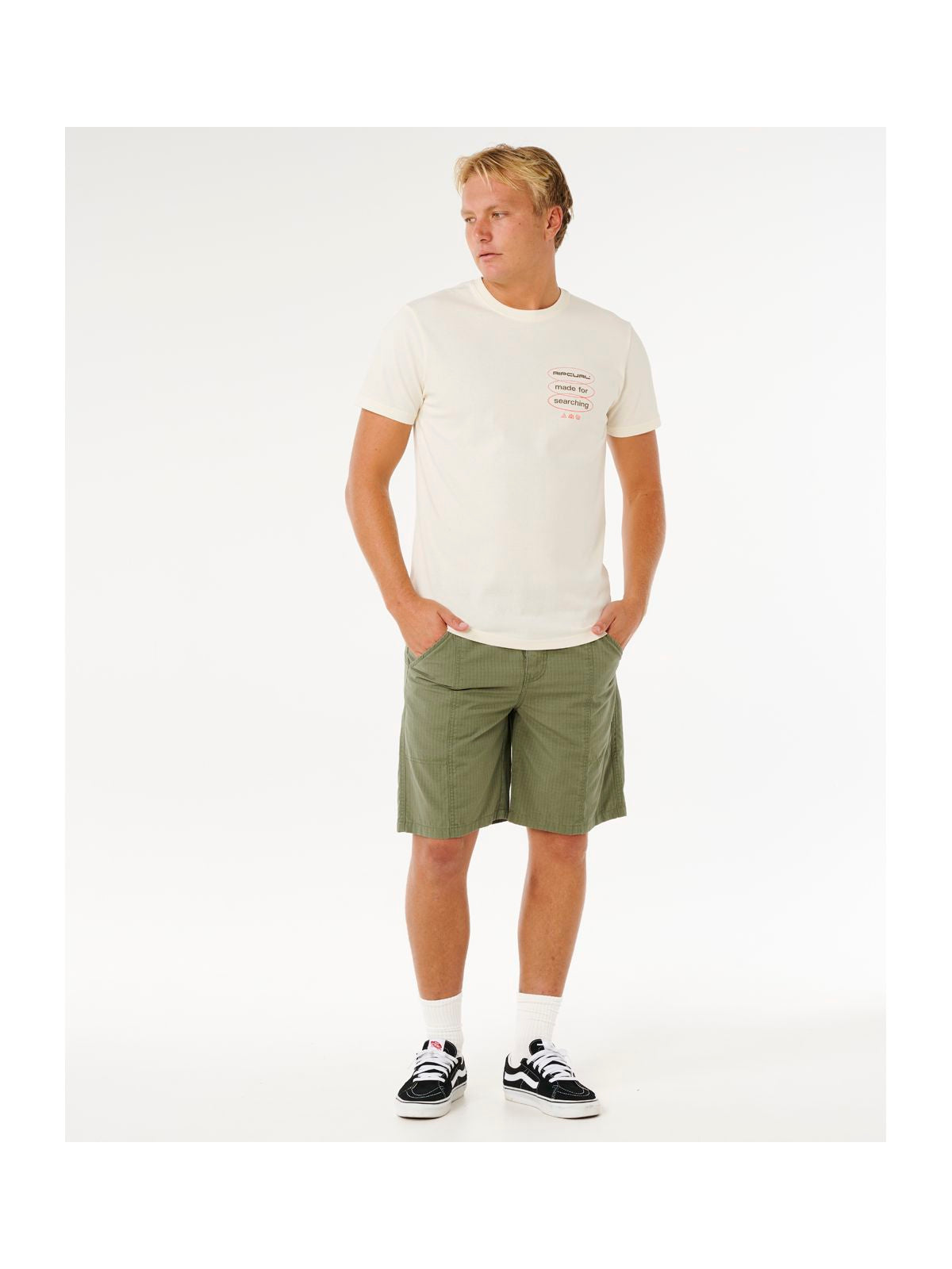 Koszulka męska RIP CURL Vaporcool Search 3 Stacks Tee biała