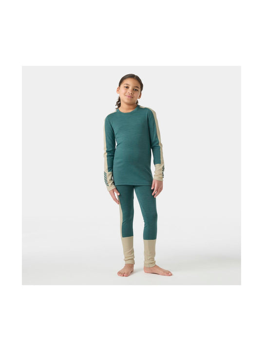 Bielizna termiczna dziecięca HELLY HANSEN JR LIFA MERINO MIDWEIGHT SET zielona
