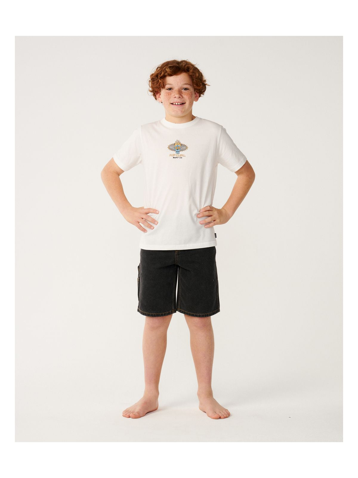 Koszulka juniorska RIP CURL New Cosmic Skull-Boy biała