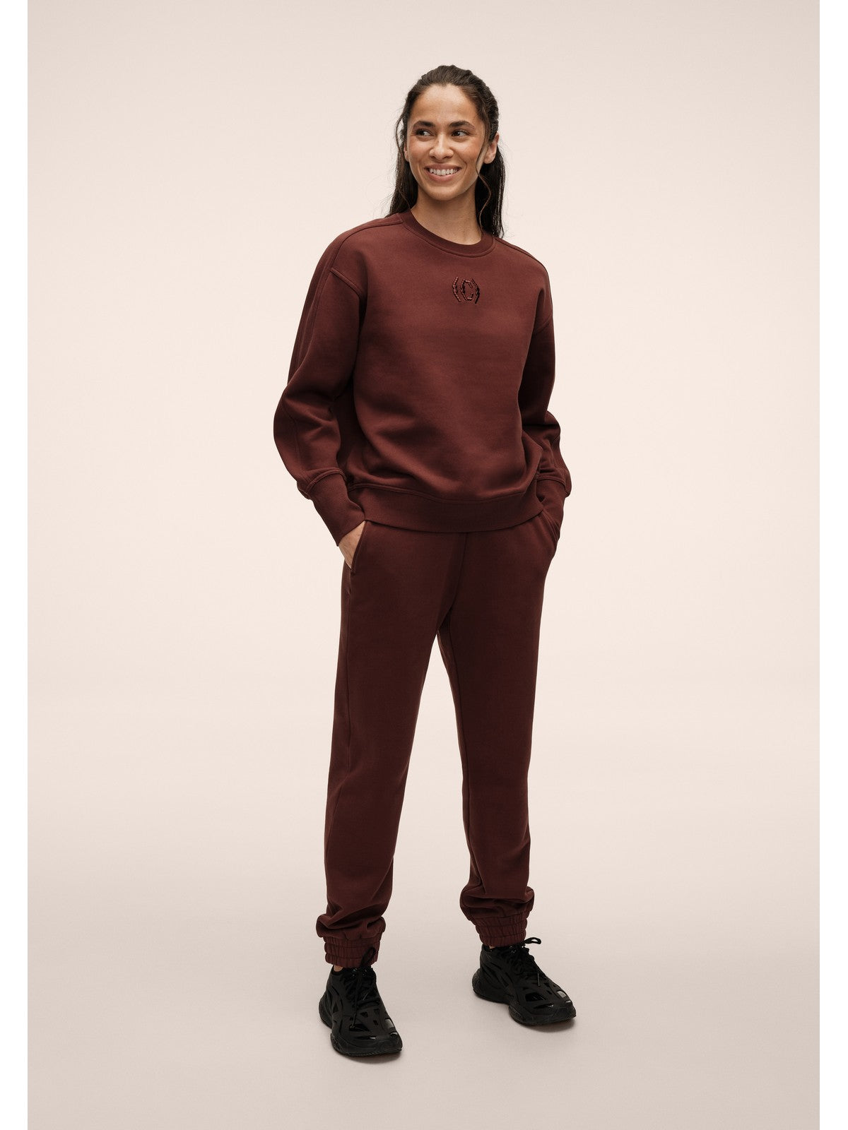 Bluza damska CASALL Terry Relaxed Crew brązowa