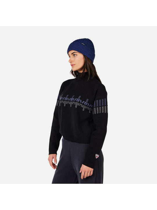 Sweter damski ROSSIGNOL W PATTERNED TN SWEATER czarny
