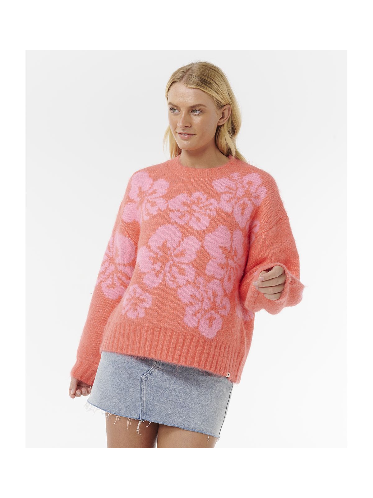 Sweter RIP CURL HIBISCUS HEAT JACQUARD CREW czerwony