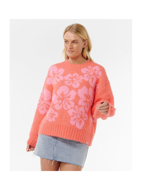 Sweter RIP CURL HIBISCUS HEAT JACQUARD CREW czerwony
