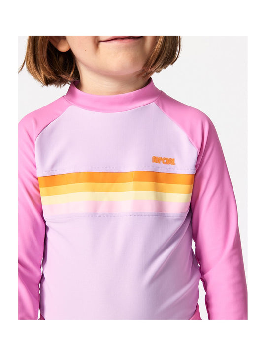 Lycra RIP CURL Rainbow Tide Ls Rash Vest-Girl różowy
