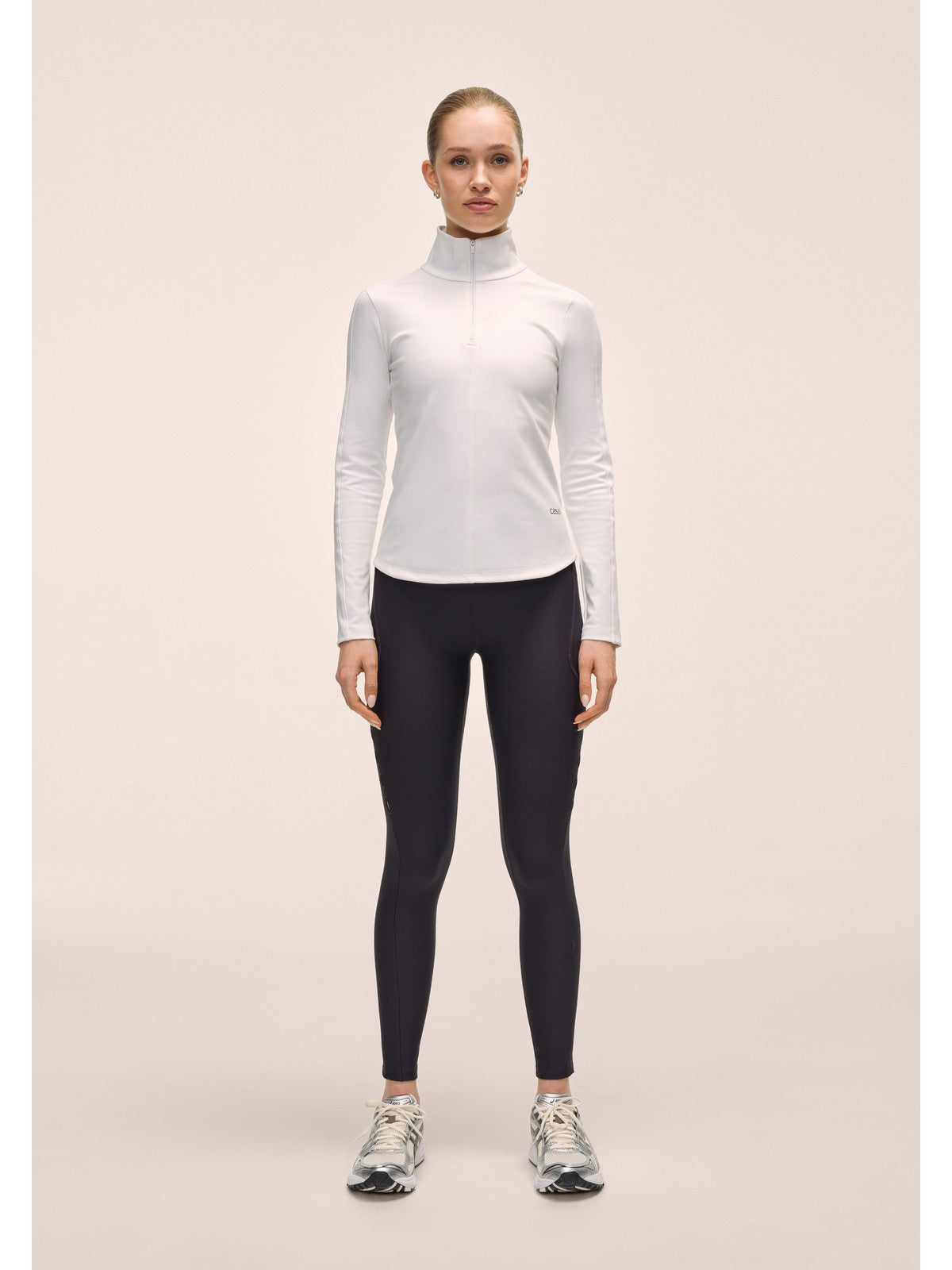 Koszulka treningowa damska CASALL Serene Half Zip Long Sleeve kolor biały