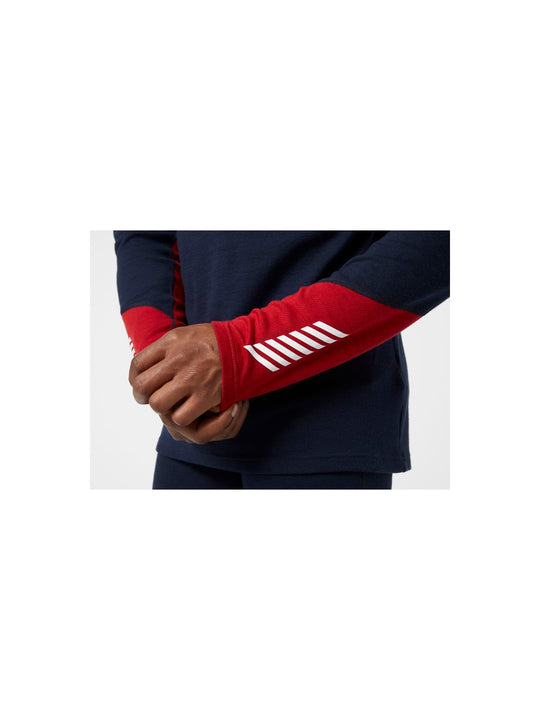 Koszulka męska HELLY HANSEN Lifa Merino Midweight 1/2 Zip  kolor granatowy
