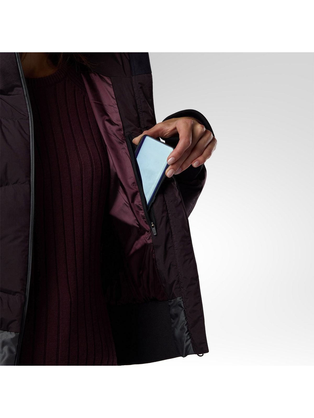 Kurtka narciarska damska ROSSIGNOL W Snowblaze Down Bomber Jacket bordowa