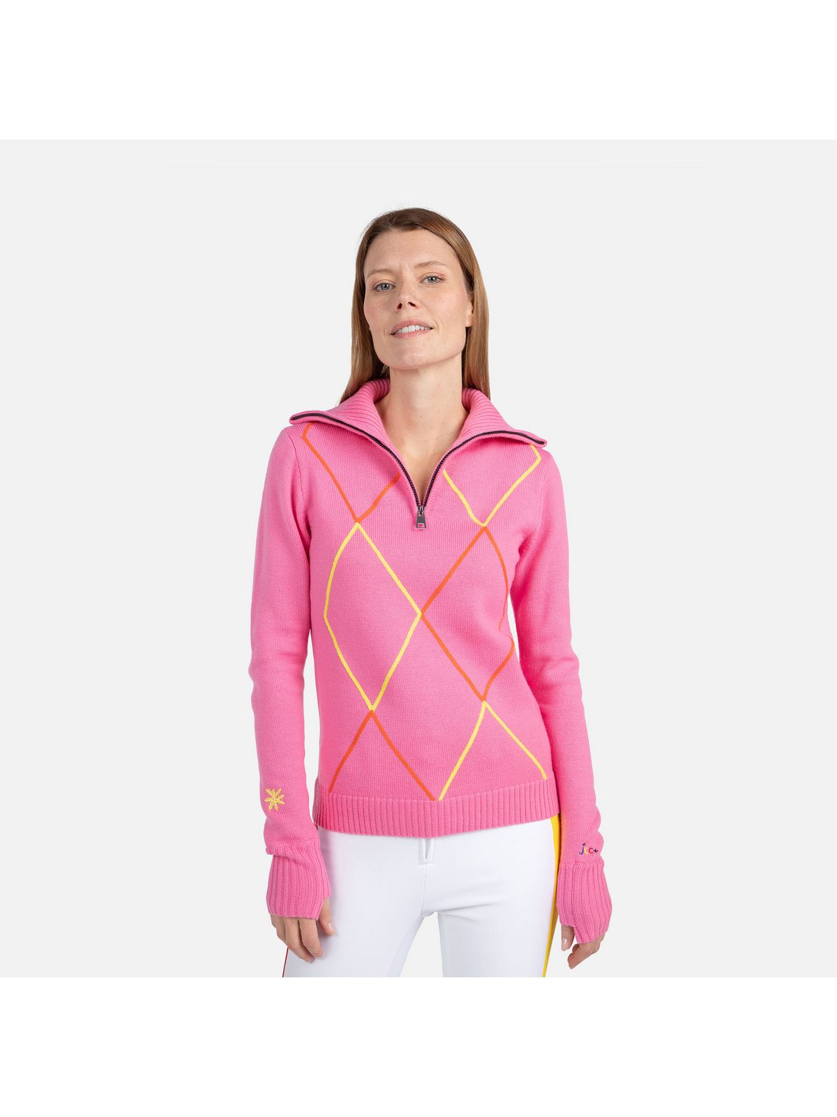 Sweter damski ROSSIGNOL W Jcc 1/2 Zip różowy