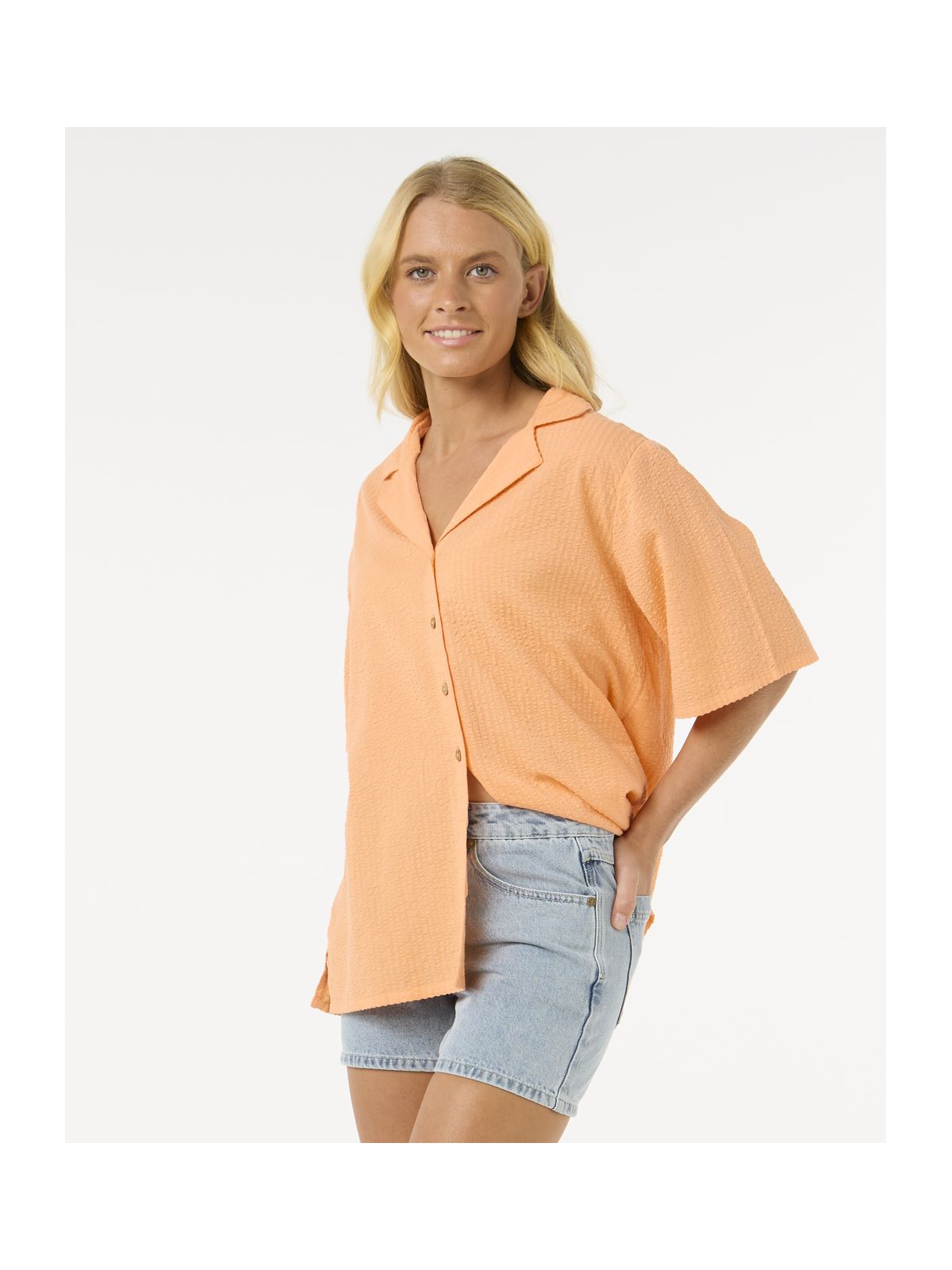 Koszula RIP CURL Cala Vadella Textured Shirt pomarańczowy