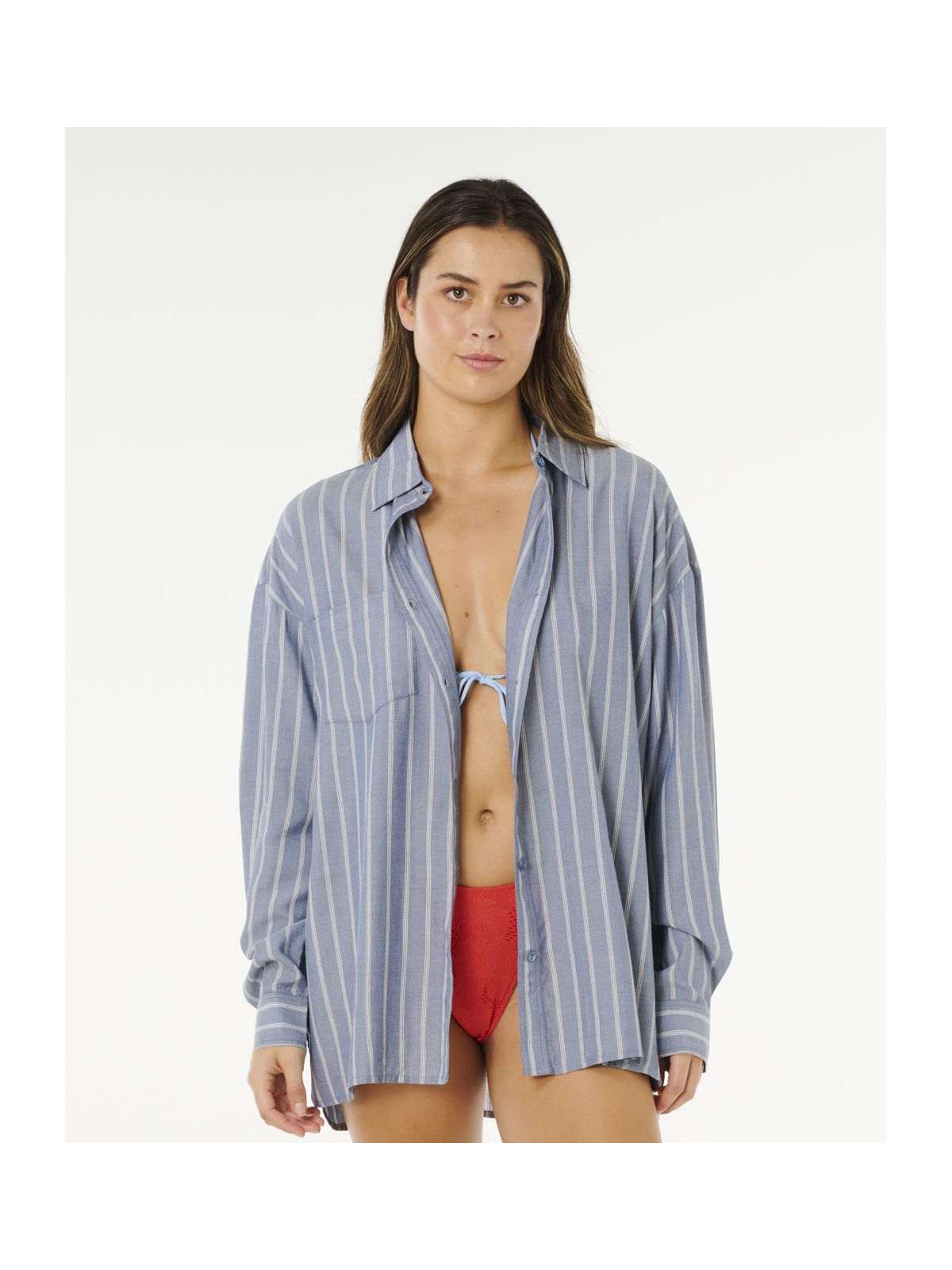 Koszula damska RIP CURL Beach Days Pinstripe Shirt niebieska