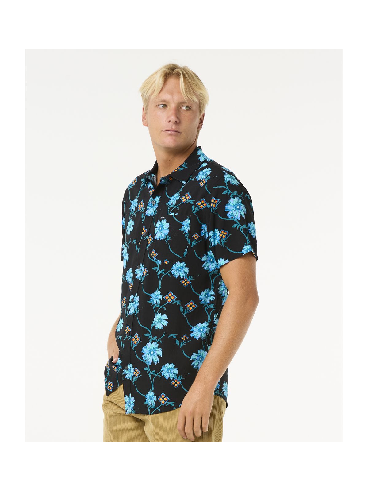 Koszula męska w kwiaty RIP CURL Surf Revival S/S Shirt czarny