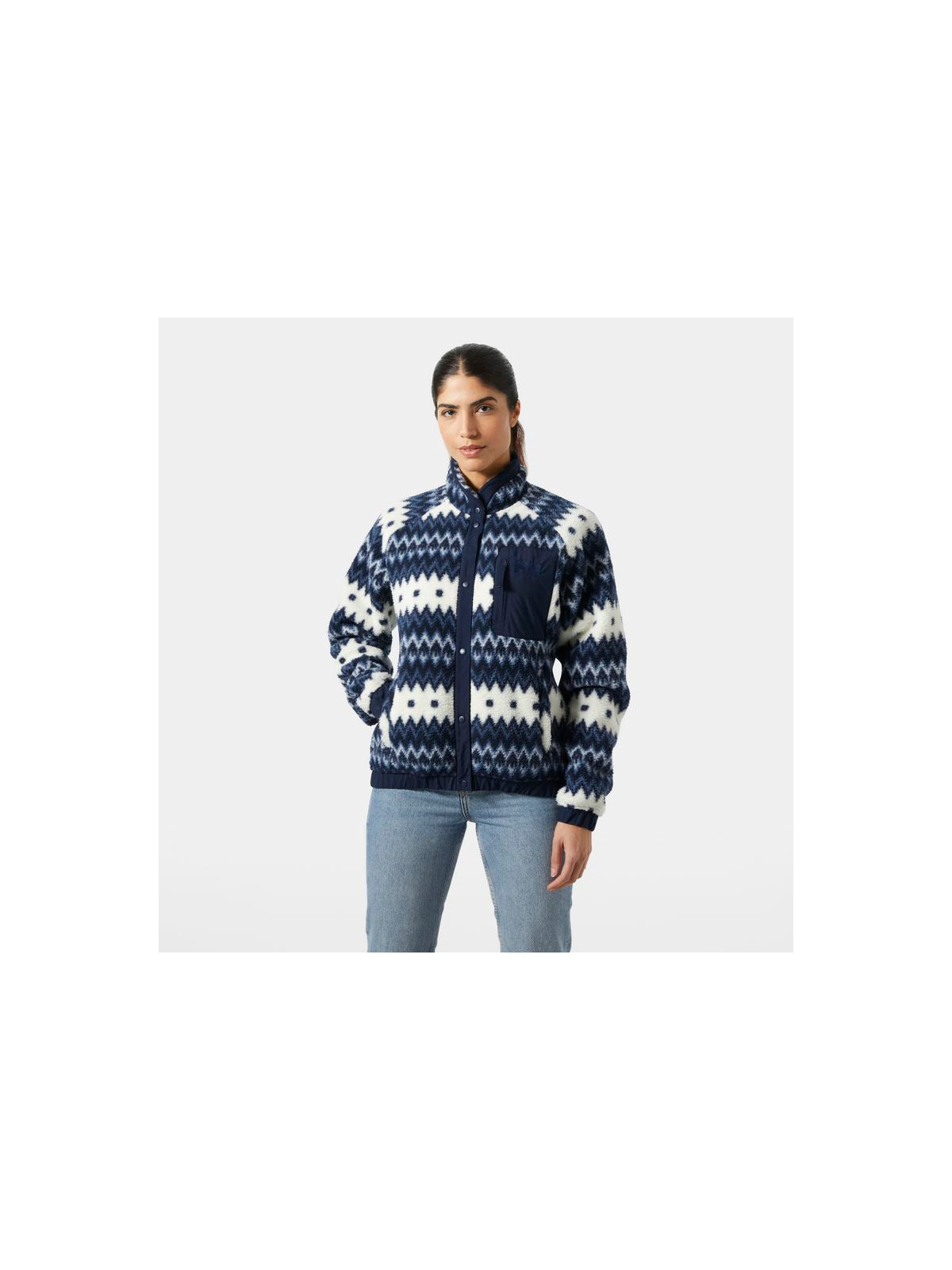 Bluza damska HELLY HANSEN W Imperial Printed Pile Snap kolor granatowy