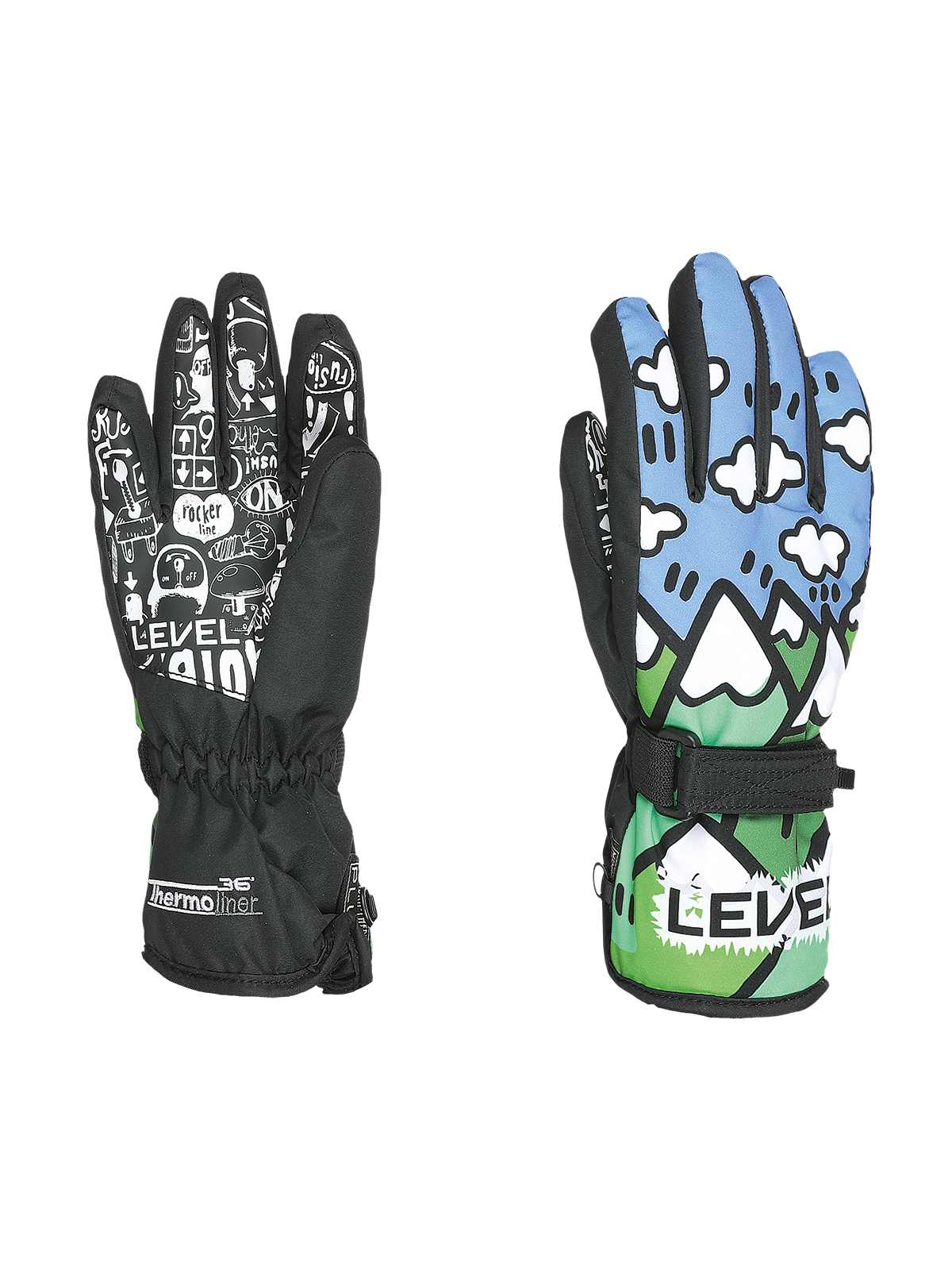 Rękawice narciarskie LEVEL Junior Ninja niebiesko zielone