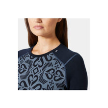 Koszulka damska HELLY HANSEN W Lifa Merino Midweight Graphic Crew kolor granatowy
