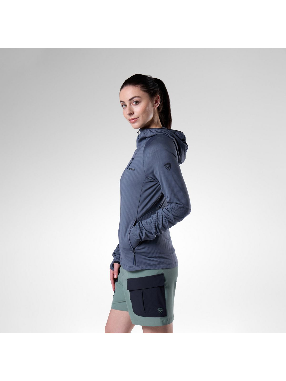 Bluza damska ROSSIGNOL W Textured Hoodie Mid Layer szara