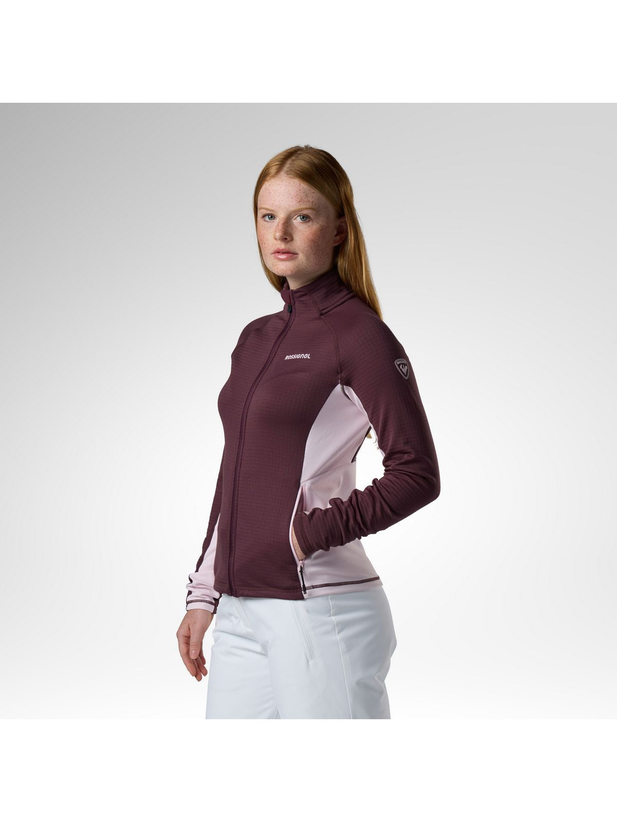 Bluza damska ROSSIGNOL W Blackside Mix Fz Fleece bordowa