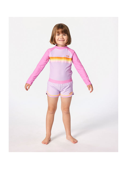 Lycra RIP CURL Rainbow Tide Ls Rash Vest-Girl różowy
