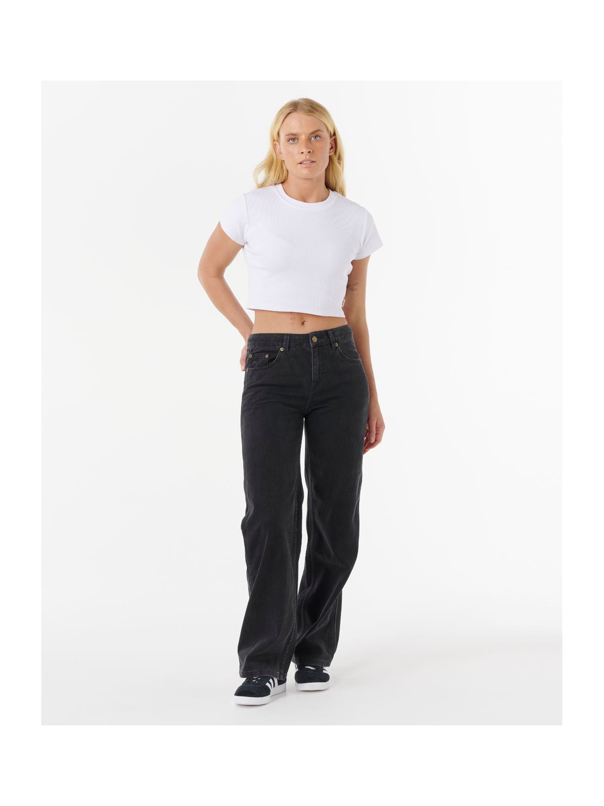 Spodnie RIP CURL AGGIE RELAXED JEANS czarne