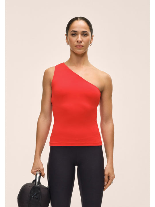 Koszulka treningowa damska CASALL One Shoulder Bra Tank kolor czerwony
