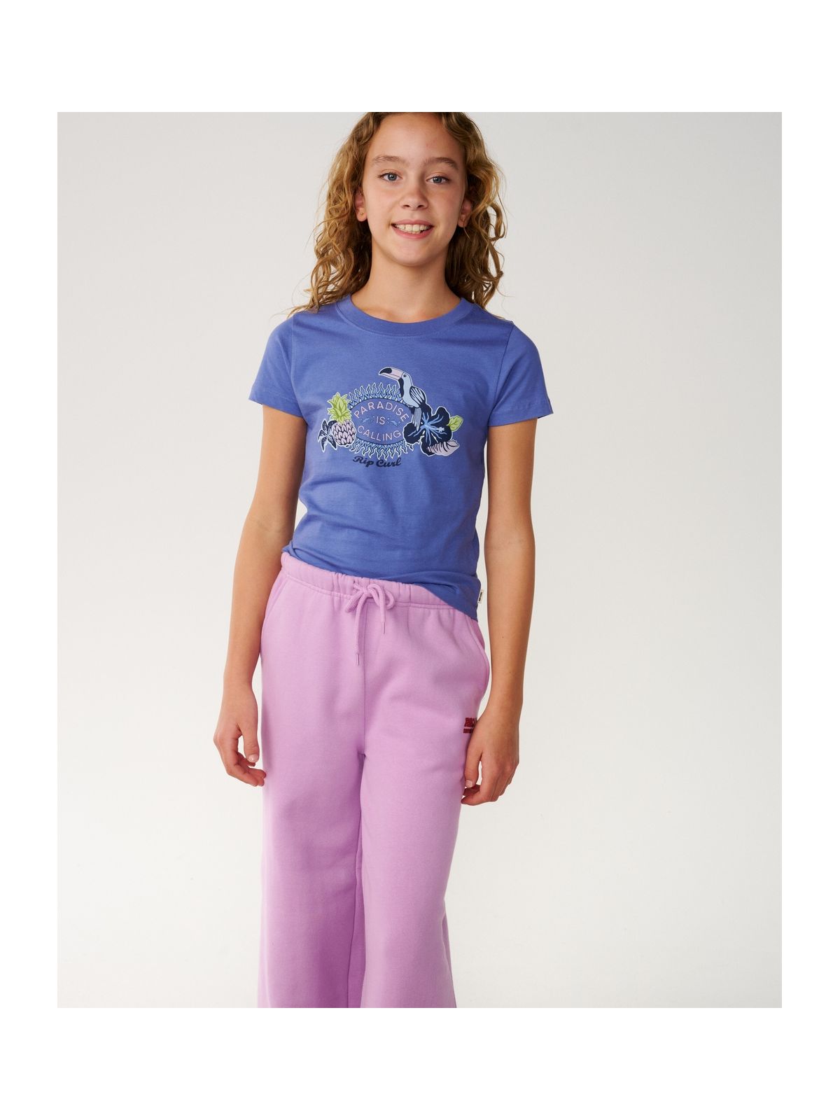 Spodnie juniorskie RIP CURL Surf Puff Wide Leg T Pant-Girl różowe