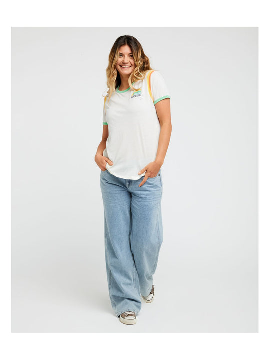 Koszulka damska RIP CURL Surf Side Ringer Tee beżowa

