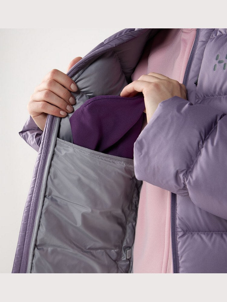 Kurtka puchowa z kapturem damska HAGLÖFS Rosson Down Hood Purple Fog