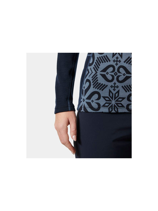 Koszulka damska HELLY HANSEN W Lifa Merino Midweight Graphic Crew kolor granatowy
