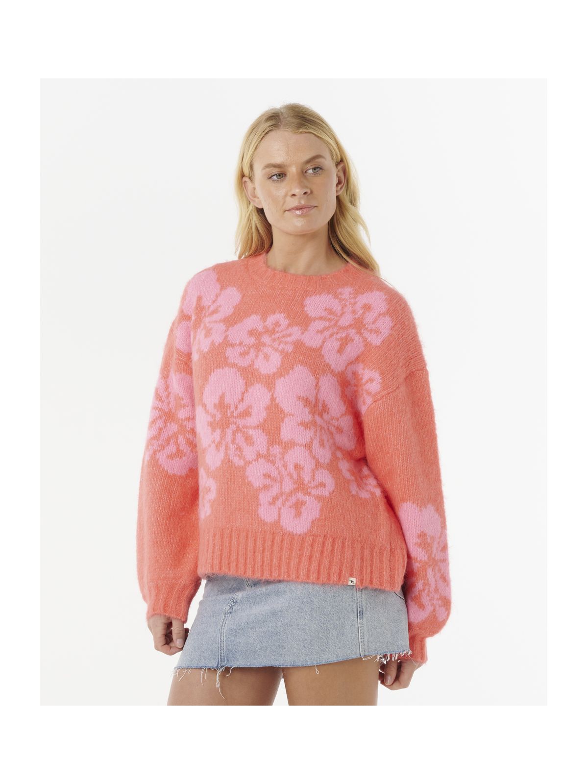 Sweter RIP CURL HIBISCUS HEAT JACQUARD CREW czerwony