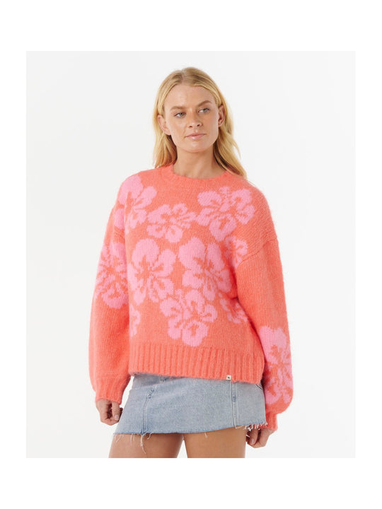Sweter RIP CURL HIBISCUS HEAT JACQUARD CREW czerwony
