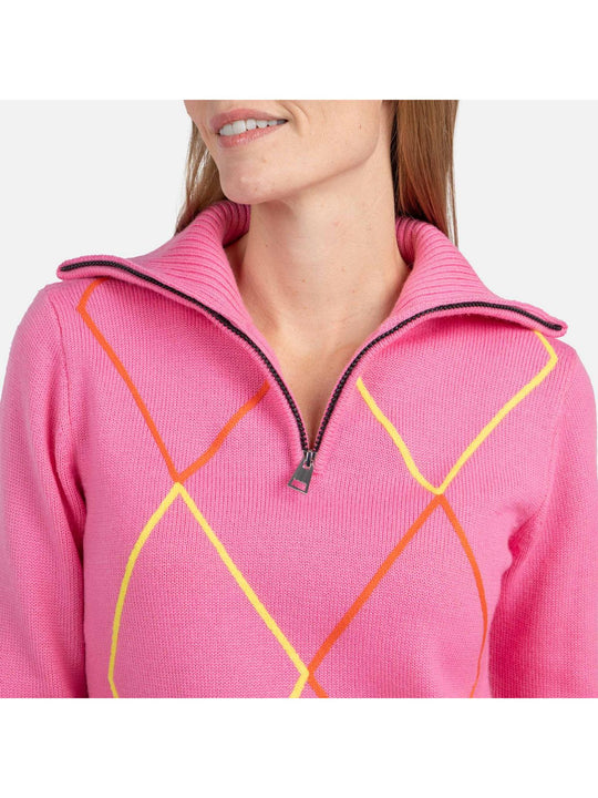 Sweter damski ROSSIGNOL W Jcc 1/2 Zip różowy
