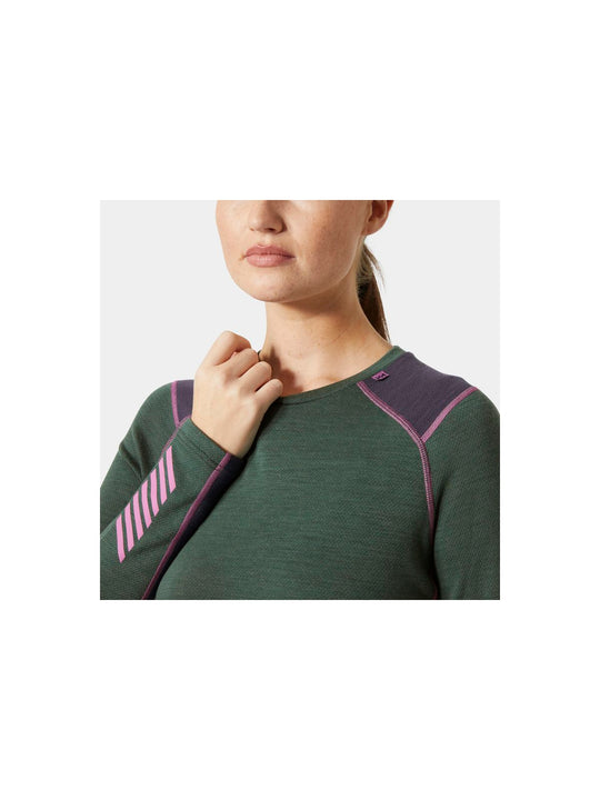 Koszulka damska HELLY HANSEN W Lifa Merino Midweight Crew kolor zielony
