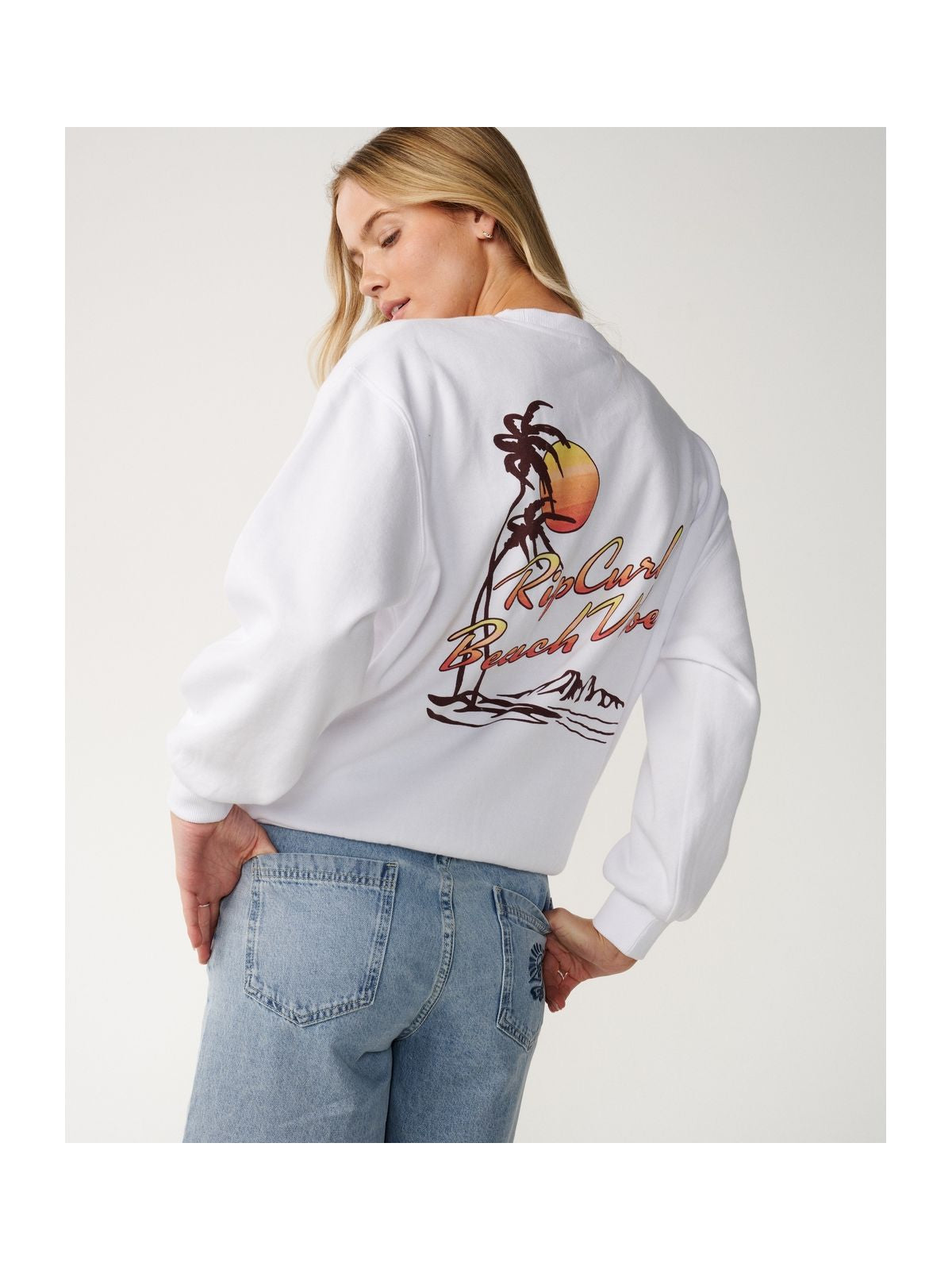 Bluza damska RIP CURL Beach Vibe Heritage Crew biała