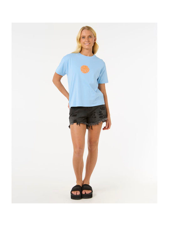 Koszulka damska RIP CURL Icons Of Surf Relaxed Tee niebieska
