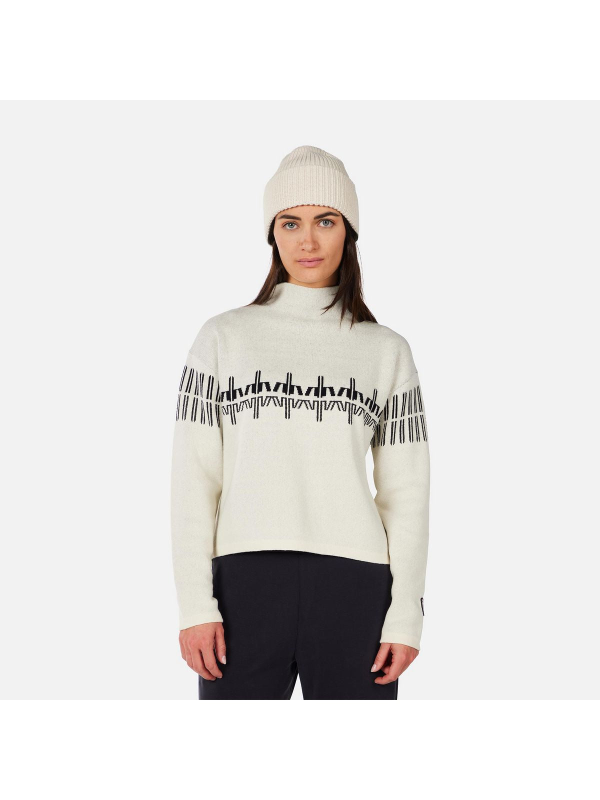 Sweter damski ROSSIGNOL W PATTERNED TN SWEATER biały