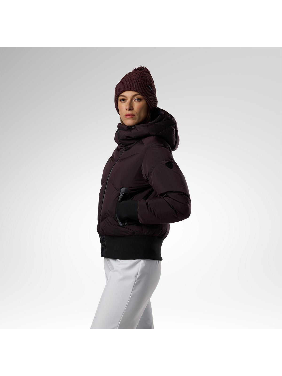 Kurtka narciarska damska ROSSIGNOL W Snowblaze Down Bomber Jacket bordowa