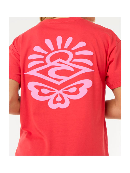 Koszulka damska RIP CURL Icons Of Surf Relaxed Tee czerwona
