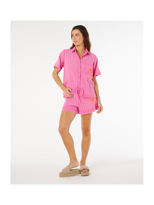 Koszulka damska RIP CURL Hotel Malibu Embroid Shirt różowa
