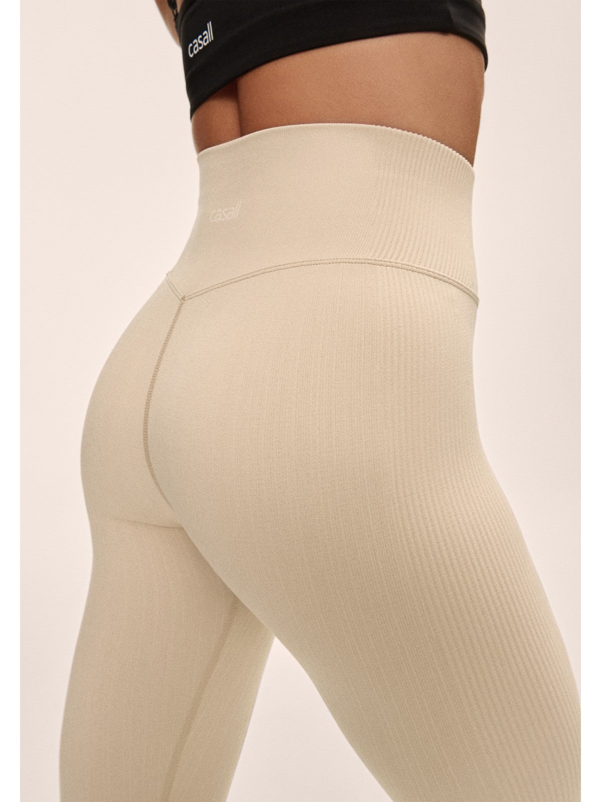 Legginsy damskie CASALL Multi Rib Seamless High Waist Tights kolor beżowy