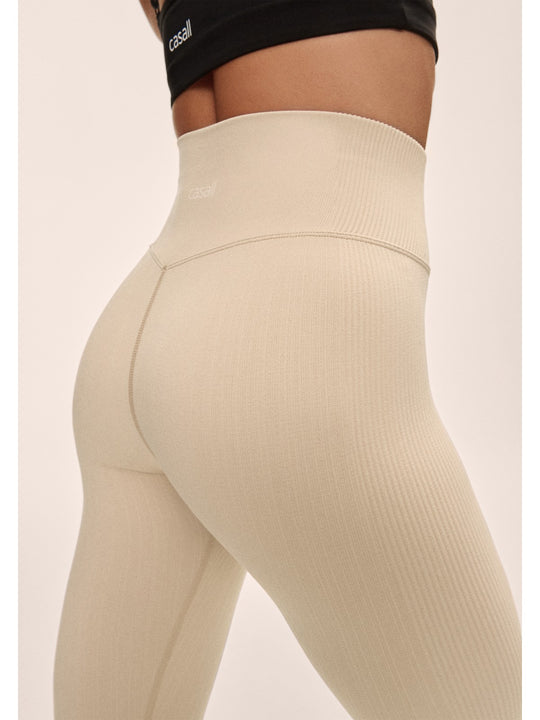 Legginsy damskie CASALL Multi Rib Seamless High Waist Tights kolor beżowy
