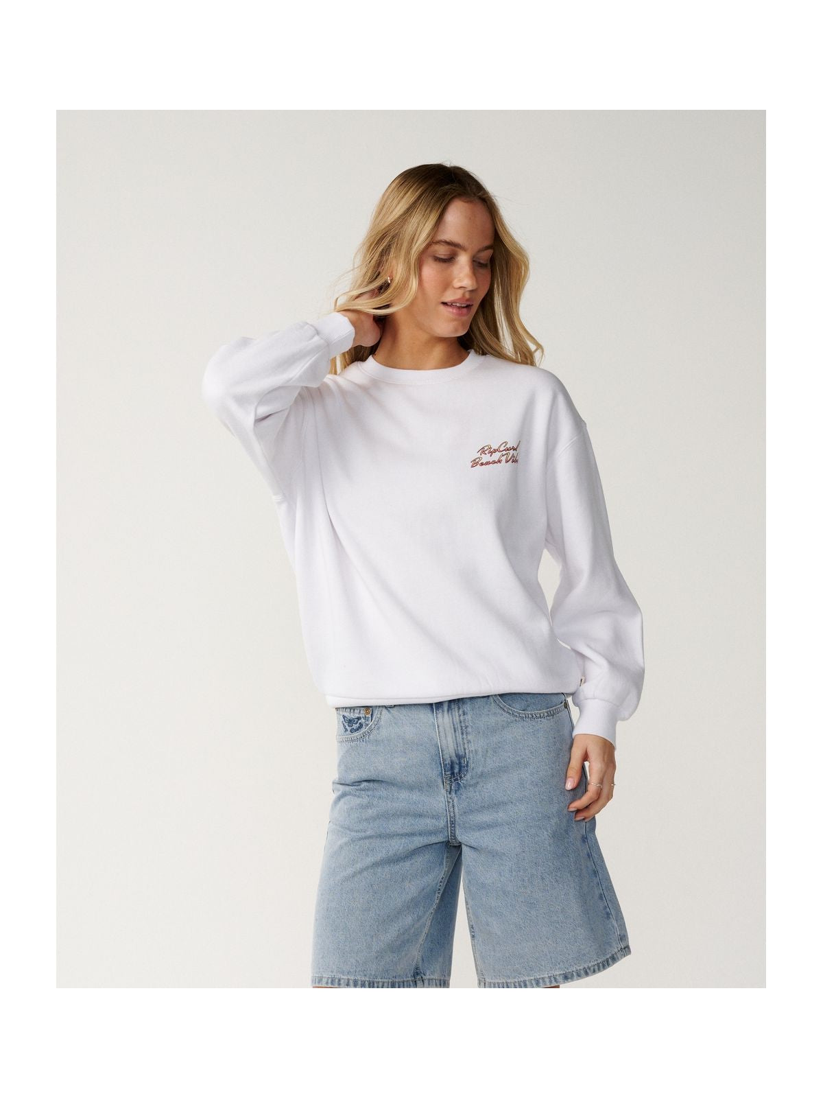Bluza damska RIP CURL Beach Vibe Heritage Crew biała