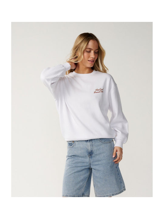 Bluza damska RIP CURL Beach Vibe Heritage Crew biała
