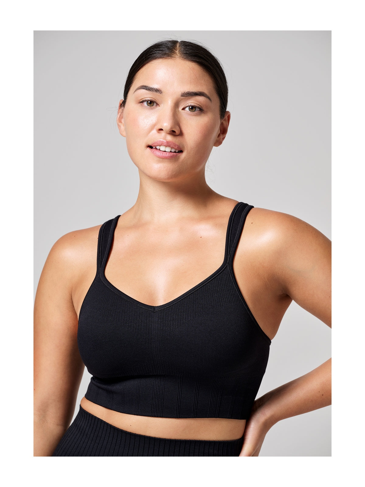 Stanik treningowy CASALL Seamless Rib Padded Sports Bra czarny