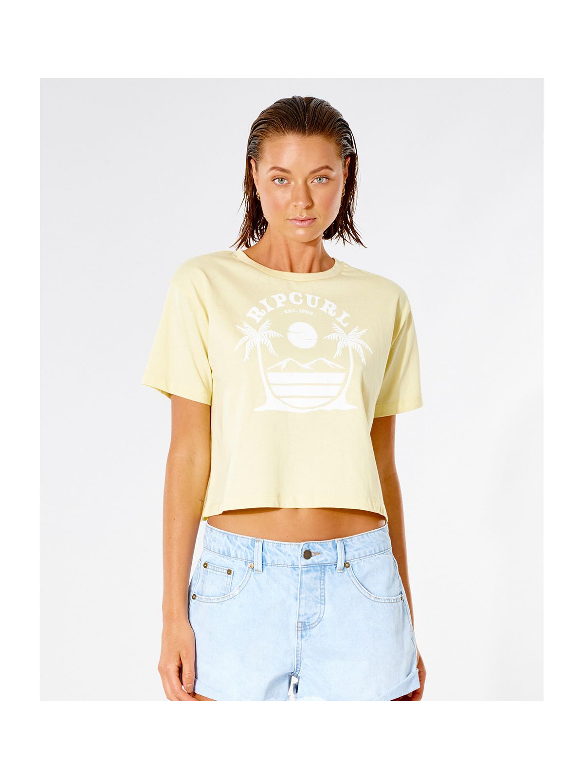 T-Shirt RIP CURL Playabella Crop Tee - jasny żółty