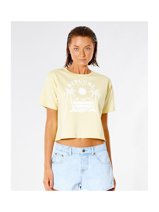 T-Shirt RIP CURL Playabella Crop Tee - jasny żółty