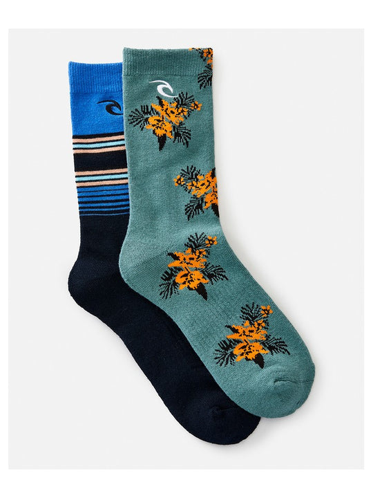 Skarpety RIP CURL Art Crew Sock 2-Pk niebieski - TU - Adventure Sports
