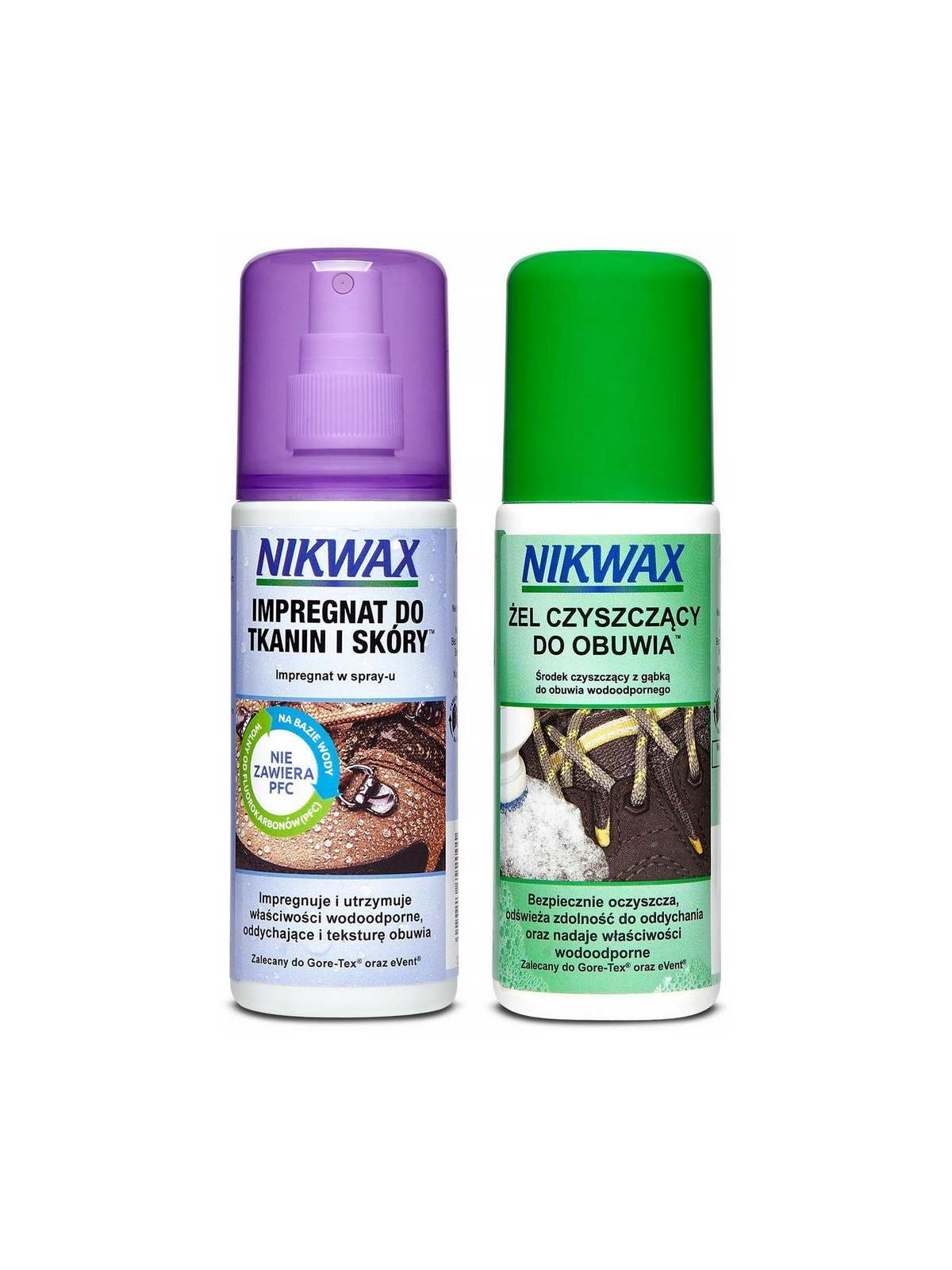 Zestaw pielęgnacyjny Nikwax Twin Pack: Żel czyszczący do obuwia & impregnat tkanina i skóra spray-on - 2x125 ml