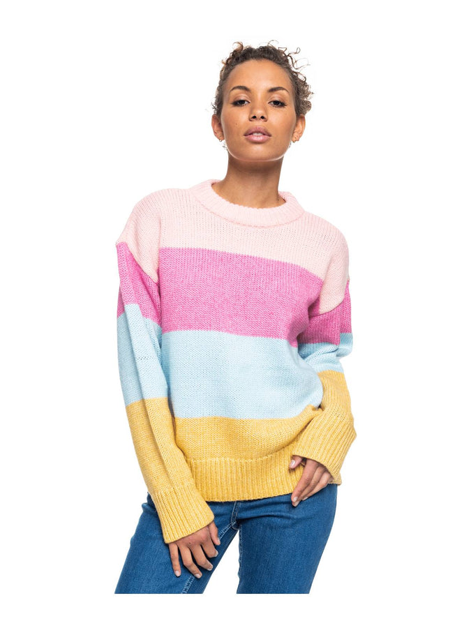 Sweter damski ROXY Too Far J Swtr - różowy/żółty/niebieski